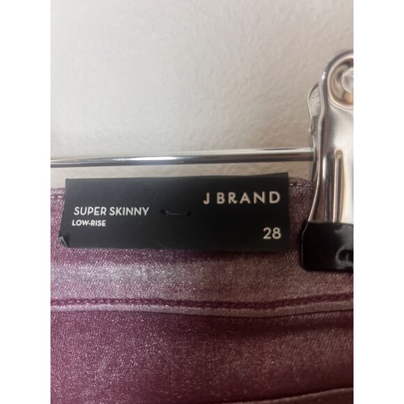 NWT J Brand Super Skinny Low Rise Coated Jeans Women’s Sz 28 Maroon Red - Picture 5 of 9